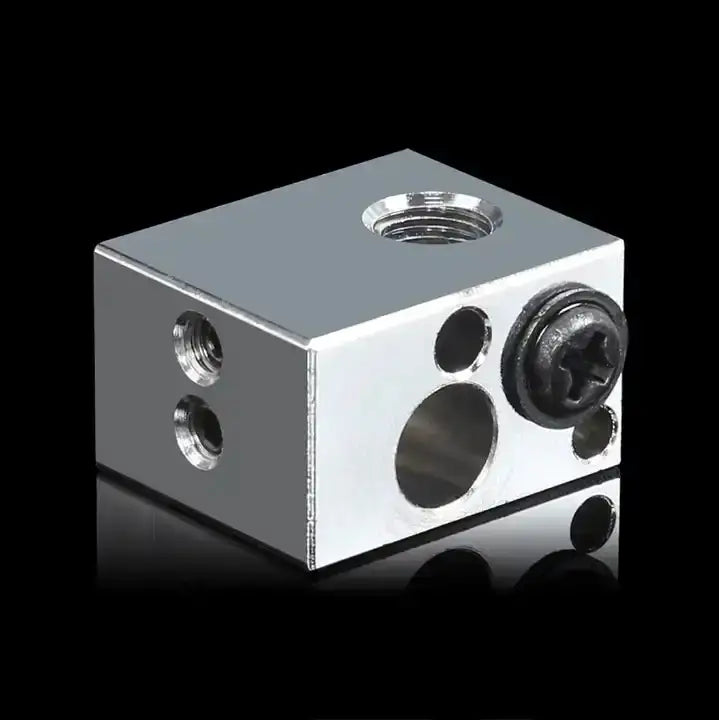 Load image into Gallery viewer, Copper NV6 Heating Block, Никелово покритие за E3D V6 горещ край, DIY комплект за топлинен блок, Топлинен блок за 3D принтерни части, Медно и никелово покритие за естетика, Уникален завършек на проекти, Топлоотделяне за 3D творби, E3D V6 горещ край DIY, Стилен и елегантен топлинен блок, Технологично изкуство с Copper NV6, Съвместим с всички 3D принтери