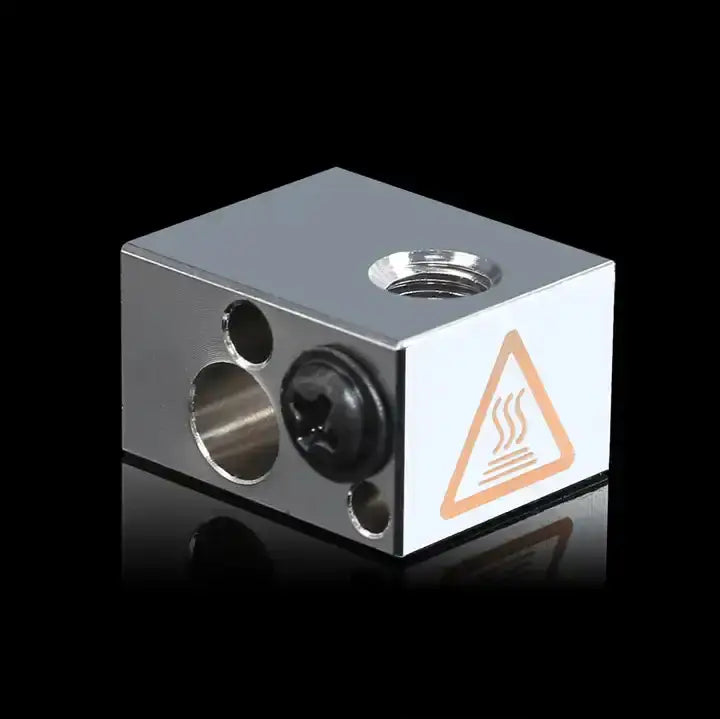Load image into Gallery viewer, Copper NV6 Heating Block, Никелово покритие за E3D V6 горещ край, DIY комплект за топлинен блок, Топлинен блок за 3D принтерни части, Медно и никелово покритие за естетика, Уникален завършек на проекти, Топлоотделяне за 3D творби, E3D V6 горещ край DIY, Стилен и елегантен топлинен блок, Технологично изкуство с Copper NV6, Съвместим с всички 3D принтери