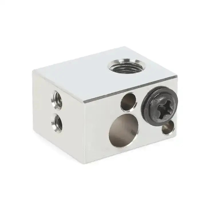 Load image into Gallery viewer, Copper NV6 Heating Block, Никелово покритие за E3D V6 горещ край, DIY комплект за топлинен блок, Топлинен блок за 3D принтерни части, Медно и никелово покритие за естетика, Уникален завършек на проекти, Топлоотделяне за 3D творби, E3D V6 горещ край DIY, Стилен и елегантен топлинен блок, Технологично изкуство с Copper NV6, Съвместим с всички 3D принтери
