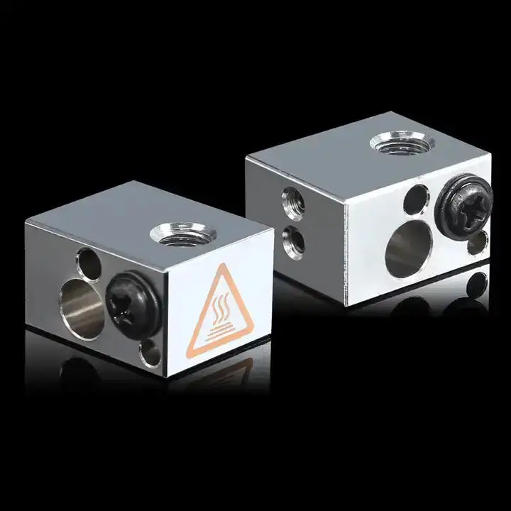 Load image into Gallery viewer, Copper NV6 Heating Block, Никелово покритие за E3D V6 горещ край, DIY комплект за топлинен блок, Топлинен блок за 3D принтерни части, Медно и никелово покритие за естетика, Уникален завършек на проекти, Топлоотделяне за 3D творби, E3D V6 горещ край DIY, Стилен и елегантен топлинен блок, Технологично изкуство с Copper NV6, Съвместим с всички 3D принтери