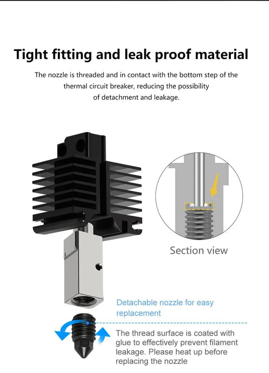 Upgraded CHT Nozzle 1.75mm Filament Compatibility